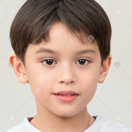 Neutral white child male with short  brown hair and brown eyes