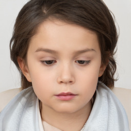 Neutral white child female with medium  brown hair and brown eyes