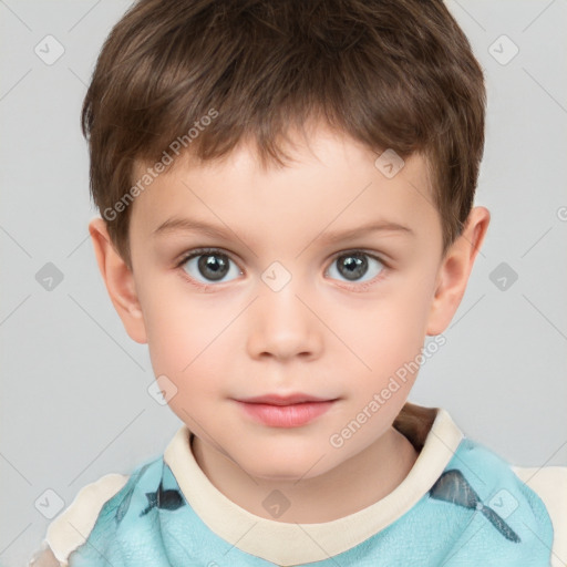 Neutral white child male with short  brown hair and brown eyes