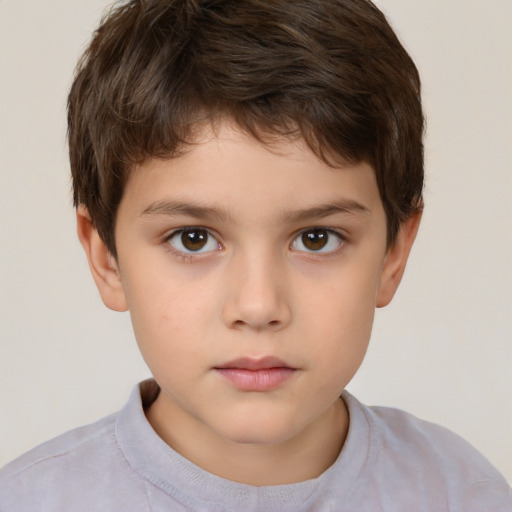 Neutral white child male with short  brown hair and brown eyes