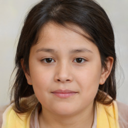 Neutral white child female with medium  brown hair and brown eyes