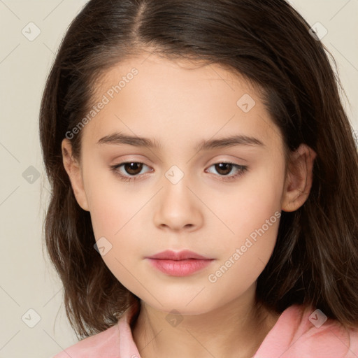 Neutral white child female with medium  brown hair and brown eyes