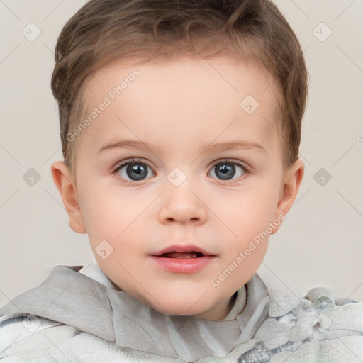 Neutral white child female with short  brown hair and brown eyes