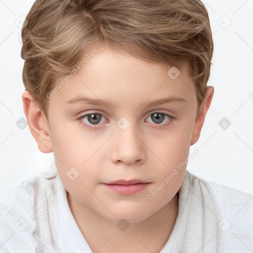 Neutral white child male with short  brown hair and brown eyes