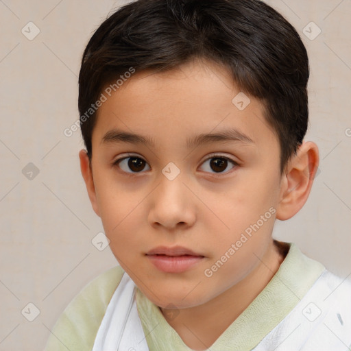 Neutral white child female with short  brown hair and brown eyes