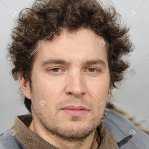 Neutral white adult male with short  brown hair and brown eyes