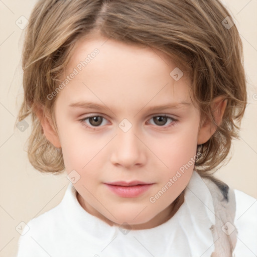 Neutral white child female with medium  brown hair and brown eyes