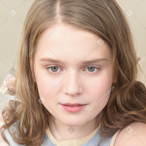 Neutral white child female with medium  brown hair and brown eyes