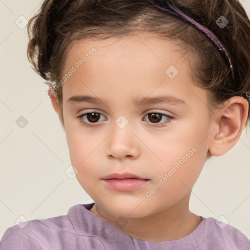 Neutral white child female with short  brown hair and brown eyes