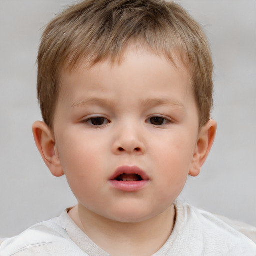 Neutral white child male with short  brown hair and brown eyes