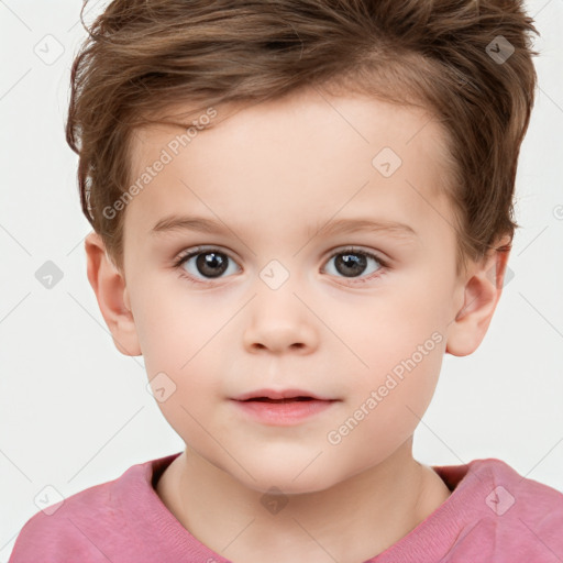 Neutral white child male with short  brown hair and brown eyes