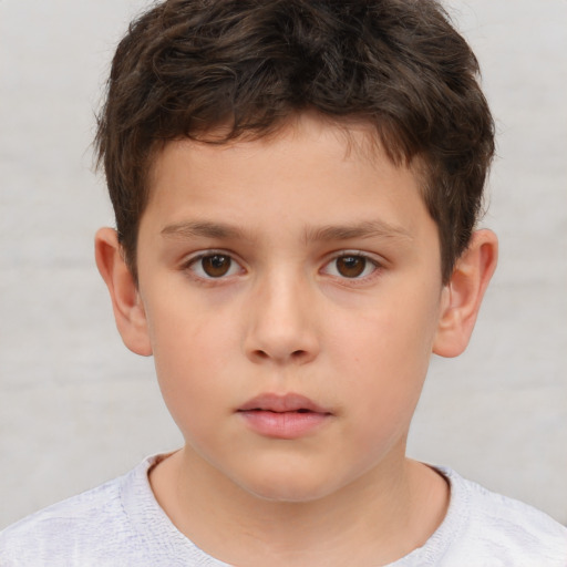 Neutral white child male with short  brown hair and brown eyes