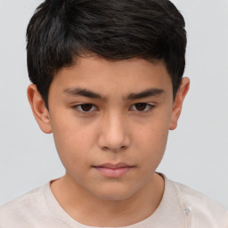 Neutral asian child male with short  brown hair and brown eyes