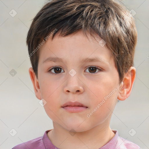 Neutral white child male with short  brown hair and brown eyes