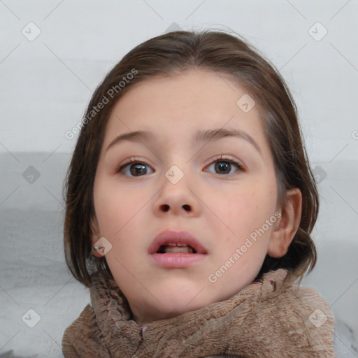 Neutral white child female with medium  brown hair and brown eyes