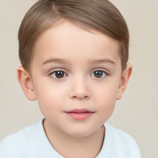 Neutral white child female with short  brown hair and brown eyes