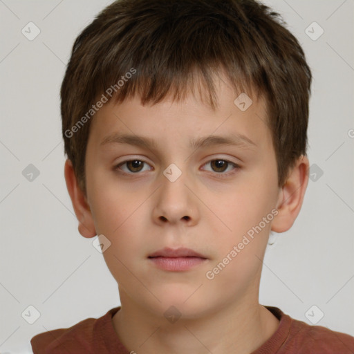 Neutral white child male with short  brown hair and brown eyes