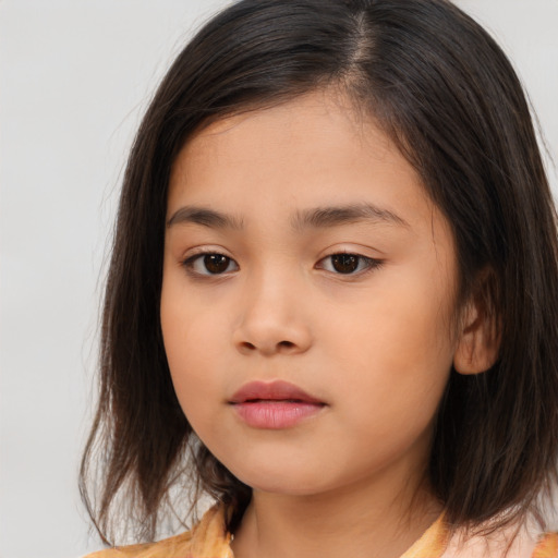 Neutral white child female with medium  brown hair and brown eyes