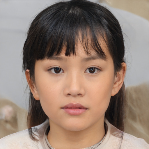 Neutral asian young-adult female with medium  brown hair and brown eyes