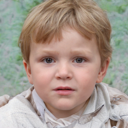 Neutral white child male with short  brown hair and blue eyes