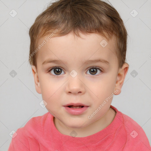 Neutral white child male with short  brown hair and brown eyes