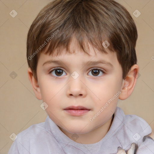 Neutral white child male with short  brown hair and brown eyes