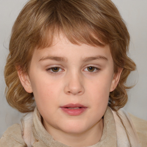 Neutral white child female with medium  brown hair and brown eyes