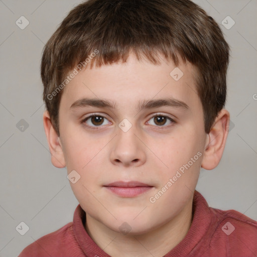 Neutral white child male with short  brown hair and brown eyes