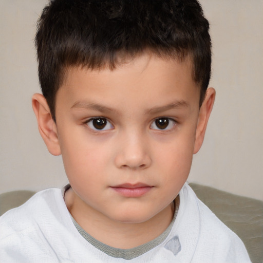 Neutral white child male with short  brown hair and brown eyes