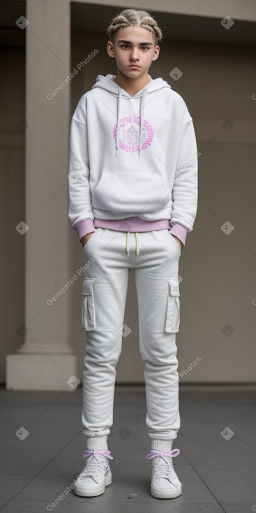 Macedonian teenager boy with  white hair