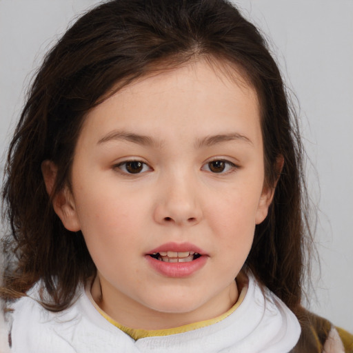 Neutral white child female with medium  brown hair and brown eyes
