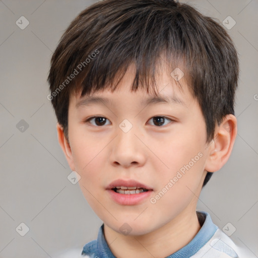 Neutral white child male with short  brown hair and brown eyes