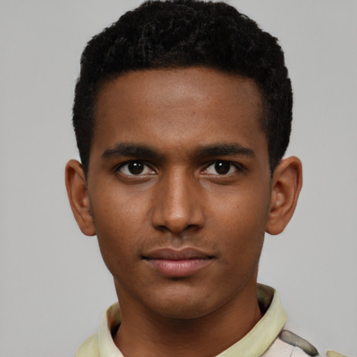 Neutral latino young-adult male with short  brown hair and brown eyes