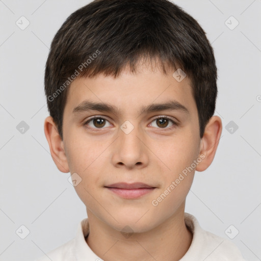 Neutral white child male with short  brown hair and brown eyes