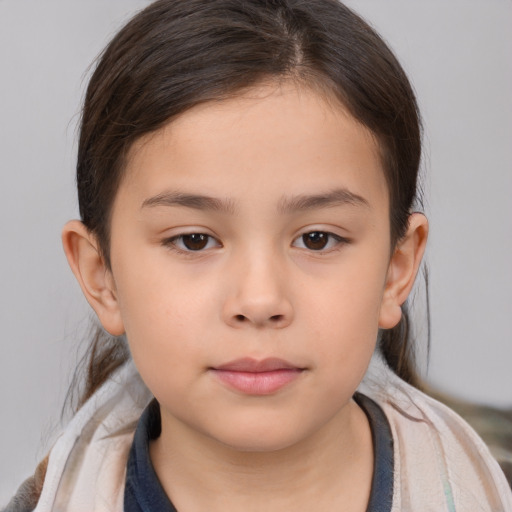 Neutral white child female with medium  brown hair and brown eyes