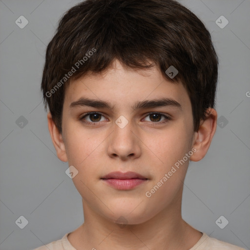 Neutral white child male with short  brown hair and brown eyes