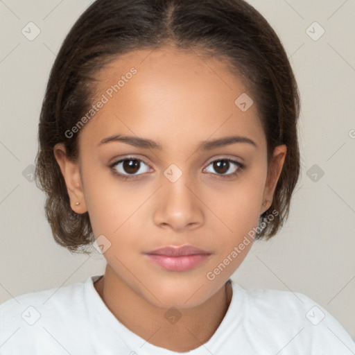 Neutral white child female with medium  brown hair and brown eyes