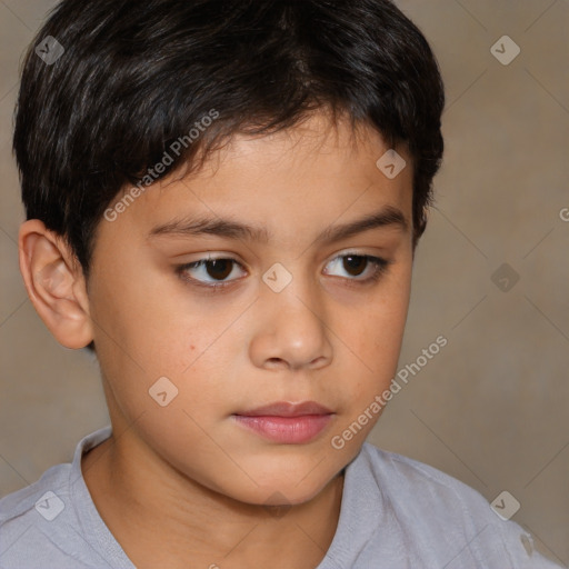 Neutral white child male with short  brown hair and brown eyes