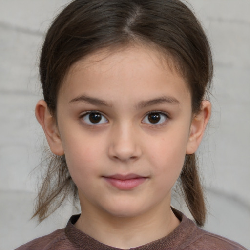 Neutral white child female with medium  brown hair and brown eyes