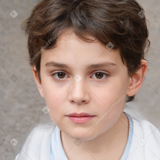 Neutral white child female with short  brown hair and brown eyes