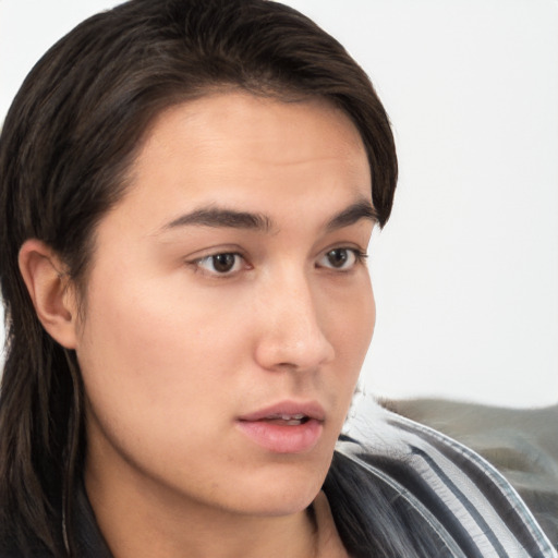 Neutral white young-adult male with medium  brown hair and brown eyes