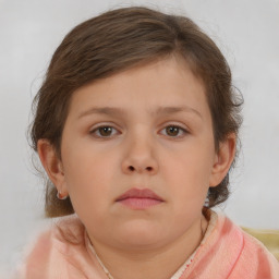 Neutral white child female with short  brown hair and brown eyes