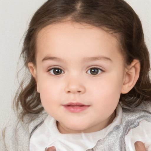 Neutral white child female with medium  brown hair and brown eyes