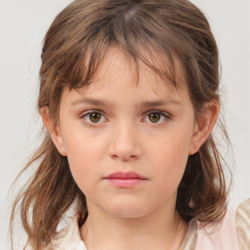 Neutral white child female with medium  brown hair and brown eyes