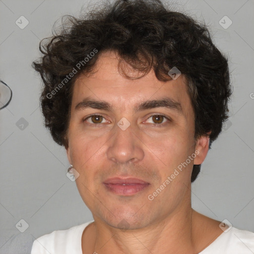 Neutral white adult male with short  brown hair and brown eyes