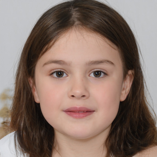 Neutral white child female with medium  brown hair and brown eyes