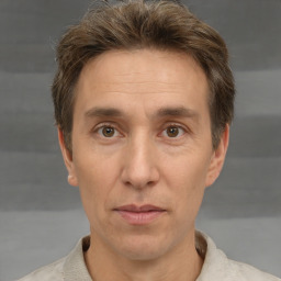 Neutral white adult male with short  brown hair and brown eyes