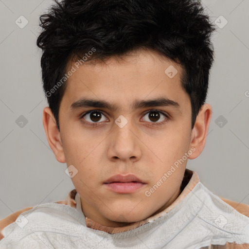 Neutral white child male with short  brown hair and brown eyes