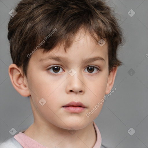 Neutral white child male with short  brown hair and brown eyes