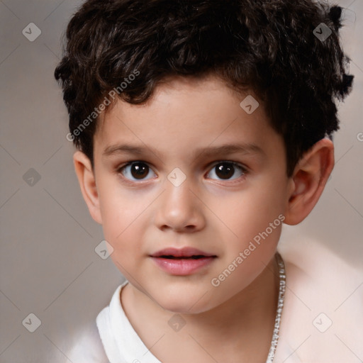 Neutral white child male with short  brown hair and brown eyes